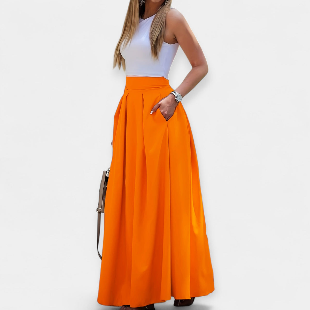 Phoebe | Pink Wide-Leg Maxi Skirt