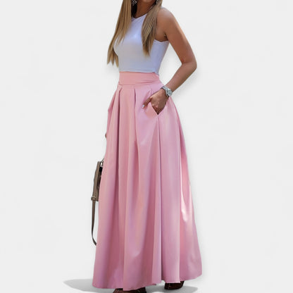Phoebe | Pink Wide-Leg Maxi Skirt