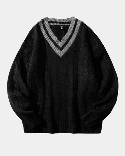 Percy | Cream V-Neck Cable-Knit Jumper