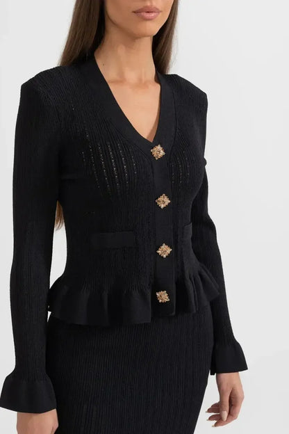 Prudence | Ribbed Peplum Top & Skirt Set