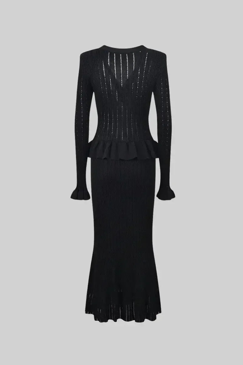 Prudence | Ribbed Peplum Top & Skirt Set