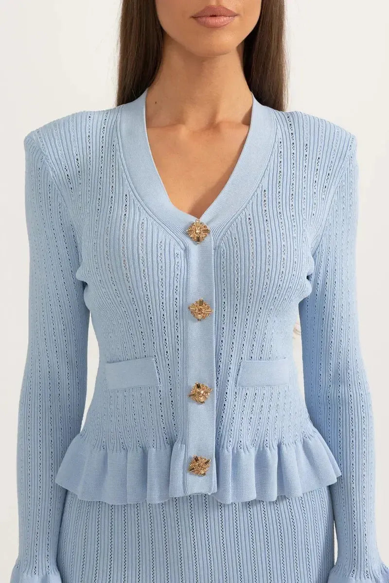 Prudence | Ribbed Peplum Top & Skirt Set