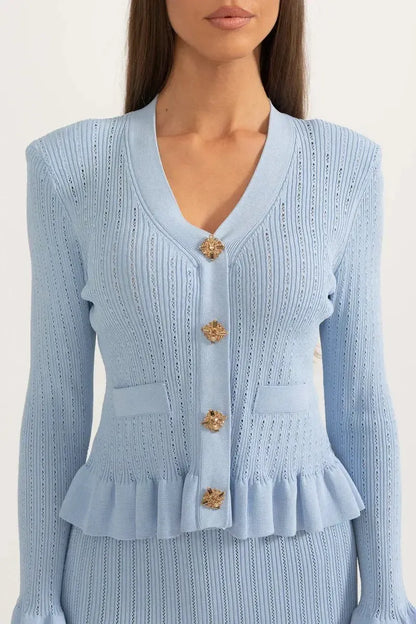 Prudence | Ribbed Peplum Top & Skirt Set