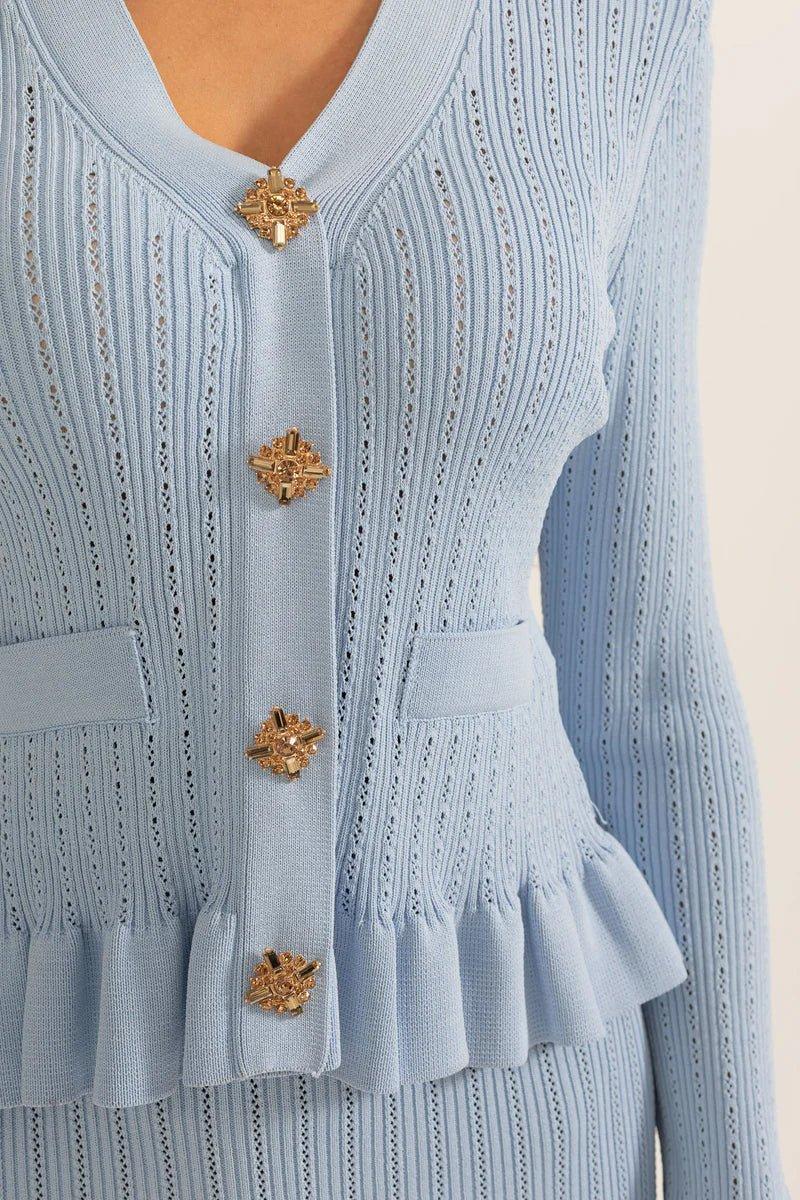 Prudence | Ribbed Peplum Top & Skirt Set