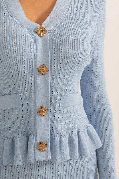 Prudence | Ribbed Peplum Top & Skirt Set