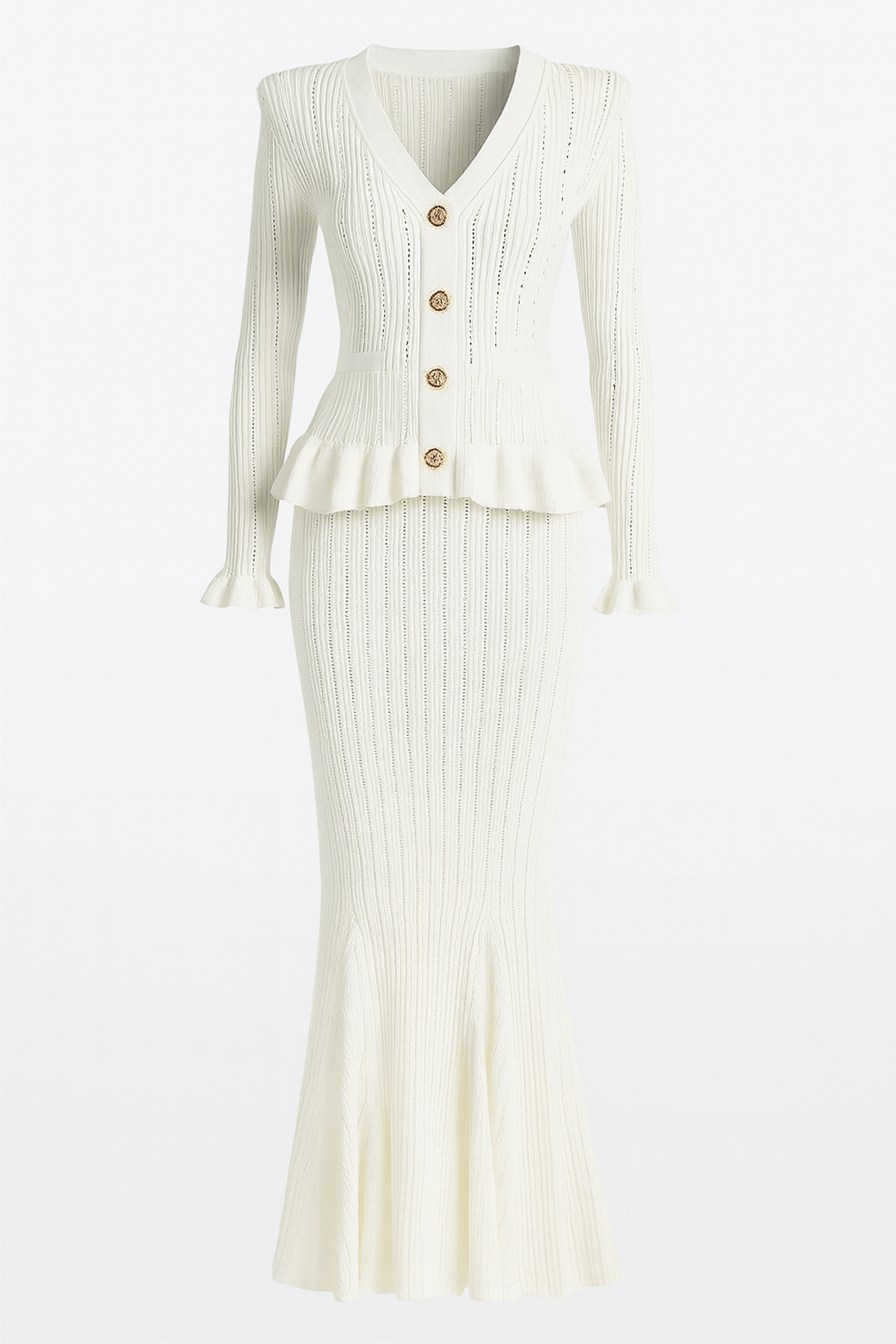 Prudence | Ribbed Peplum Top & Skirt Set