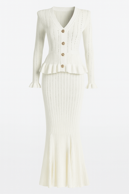 Prudence | Ribbed Peplum Top & Skirt Set