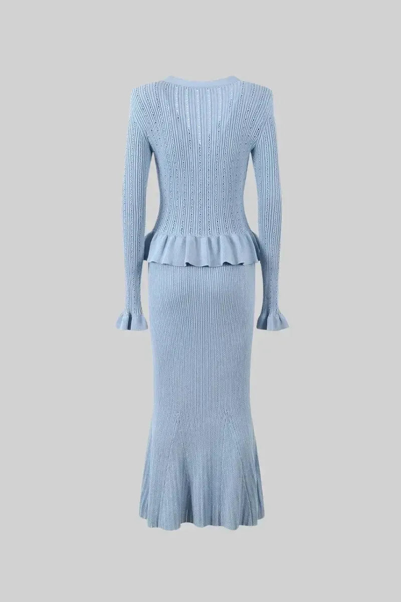 Prudence | Ribbed Peplum Top & Skirt Set