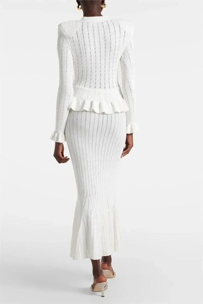 Prudence | Ribbed Peplum Top & Skirt Set