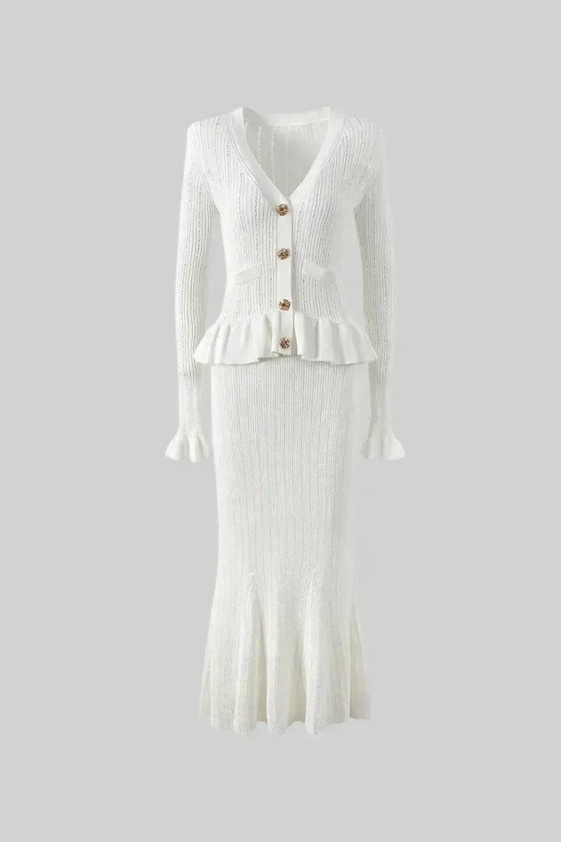 Prudence | Ribbed Peplum Top & Skirt Set