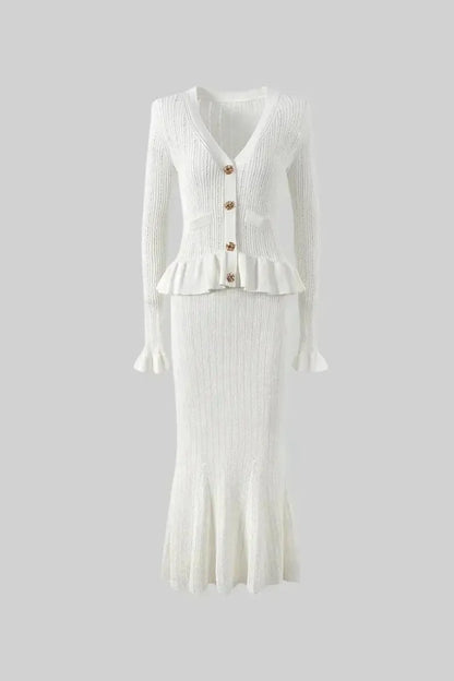 Prudence | Ribbed Peplum Top & Skirt Set
