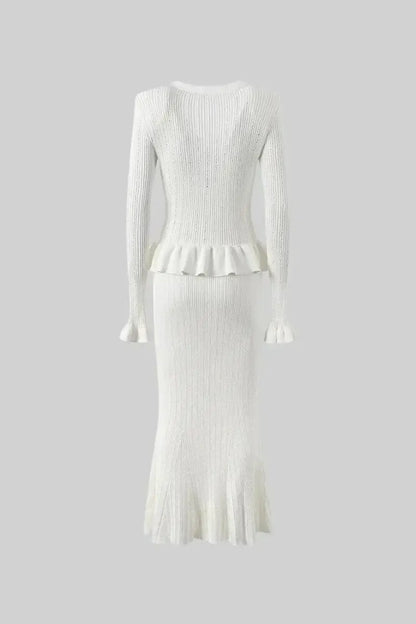 Prudence | Ribbed Peplum Top & Skirt Set
