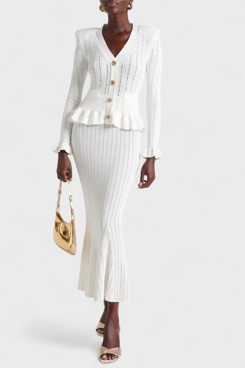 Prudence | Ribbed Peplum Top & Skirt Set
