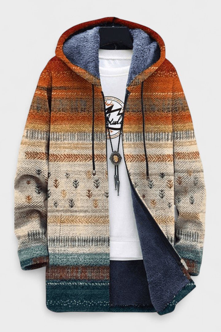 Robyn | Rust Fair Isle Hooded Zip Jacket