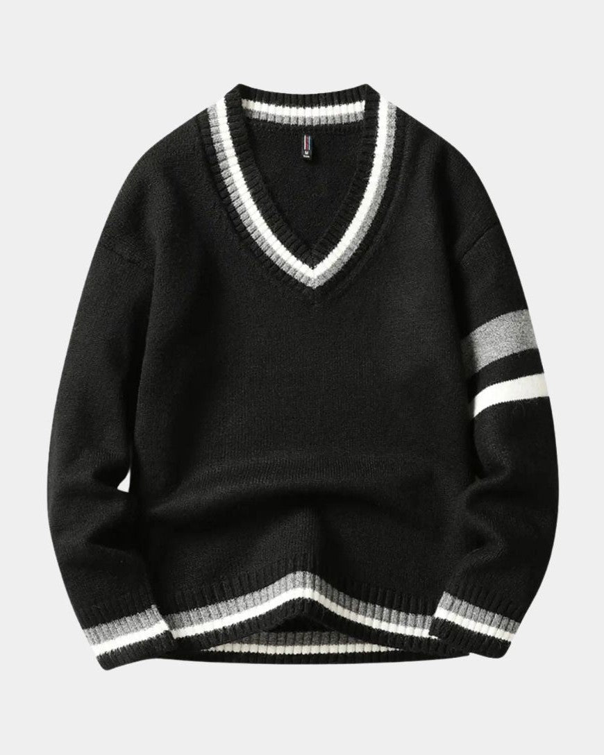 Ross | Black V-Neck Jumper