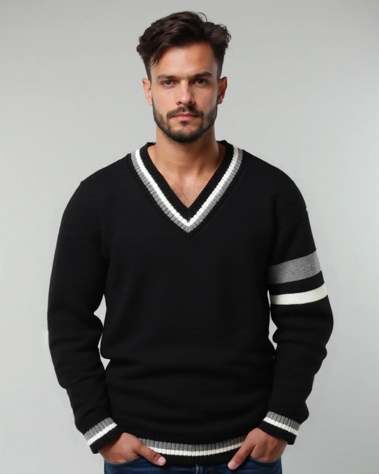 Ross | Black V-Neck Jumper