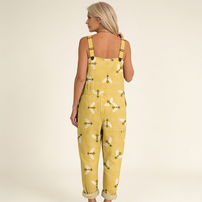 Iris | Mustard Bee Print Dungarees