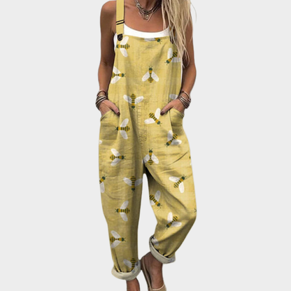 Iris | Mustard Bee Print Dungarees