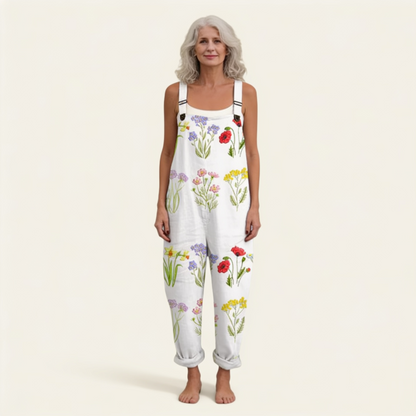 Katherine | Ivory Wildflower Dungarees
