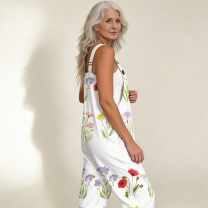 Katherine | Ivory Wildflower Dungarees