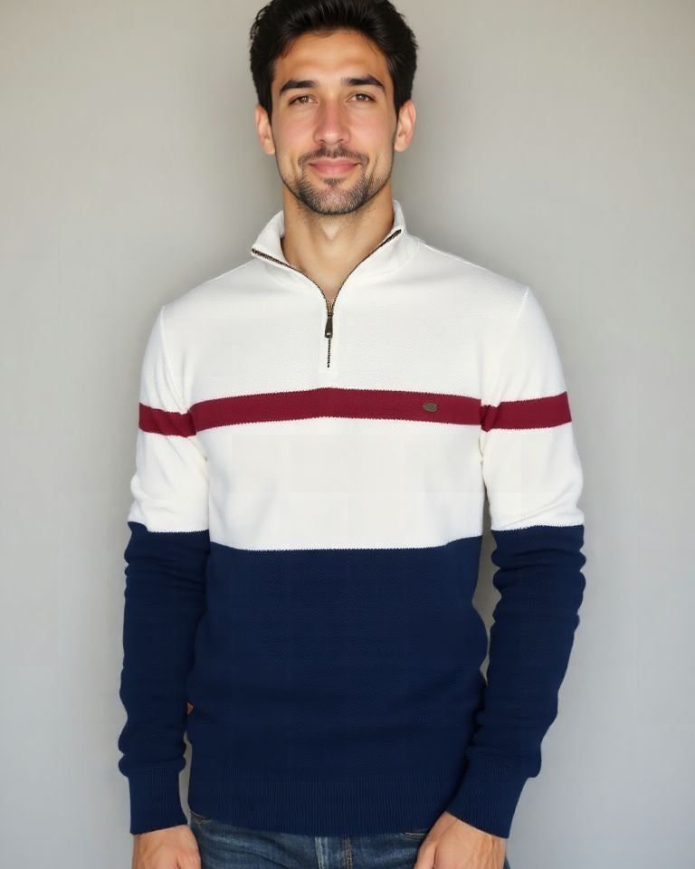 Rhys | Colour-Block Half-Zip Jumper