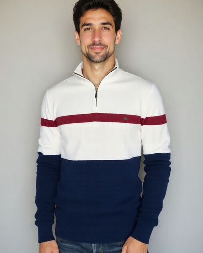 Rhys | Colour-Block Half-Zip Jumper