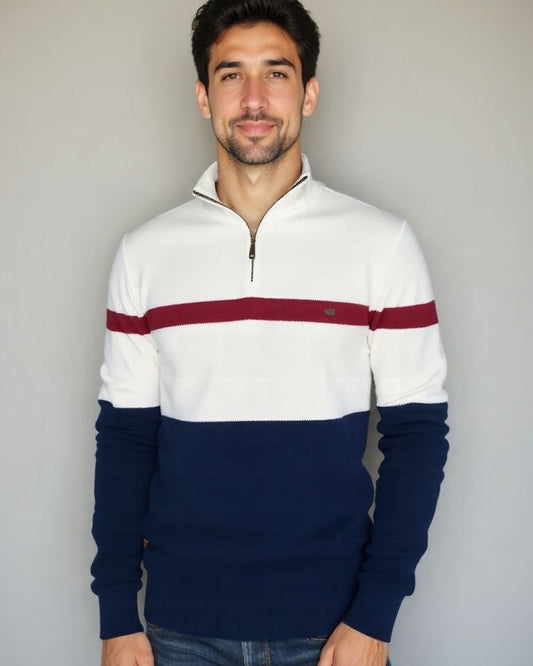 Rhys | Colour-Block Half-Zip Jumper