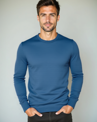 Rhys | Blue Crew-Neck Jumper