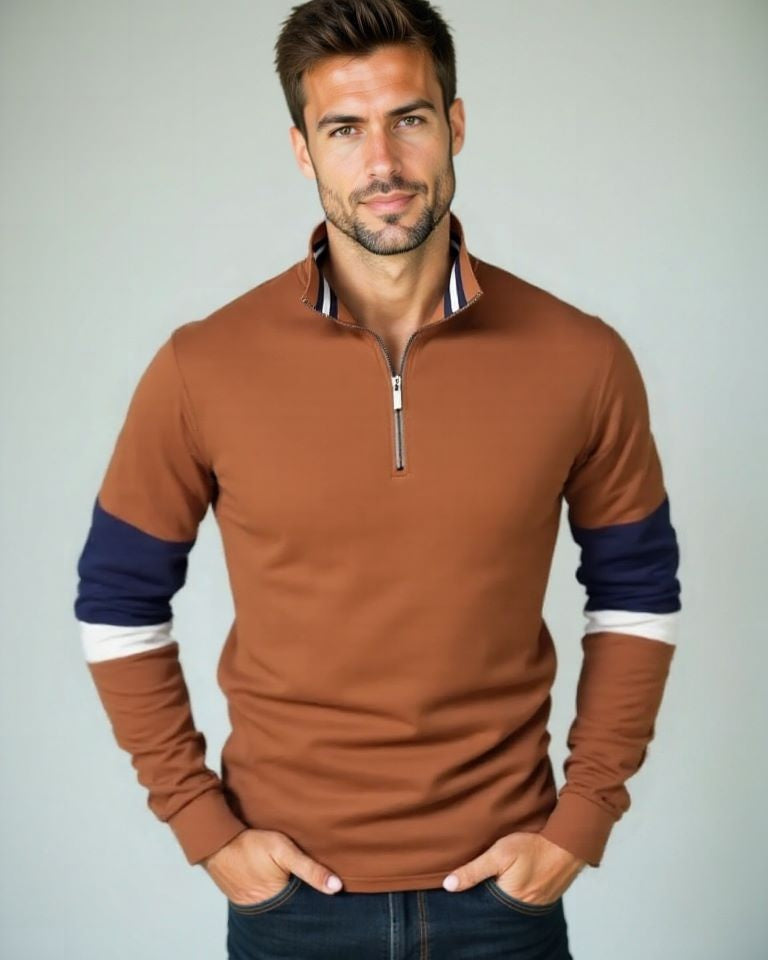 Reuben | Rust Half-Zip Jumper