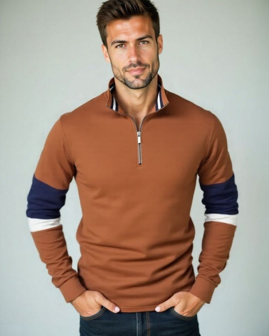 Reuben | Rust Half-Zip Jumper