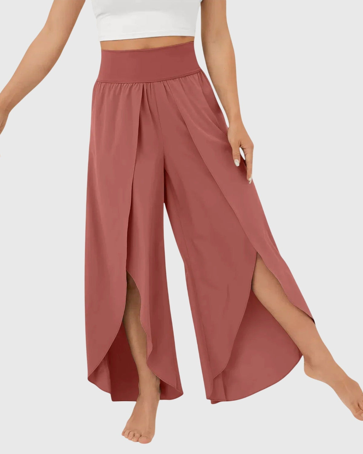 Rhian | Teal Split Wide-Leg Trousers