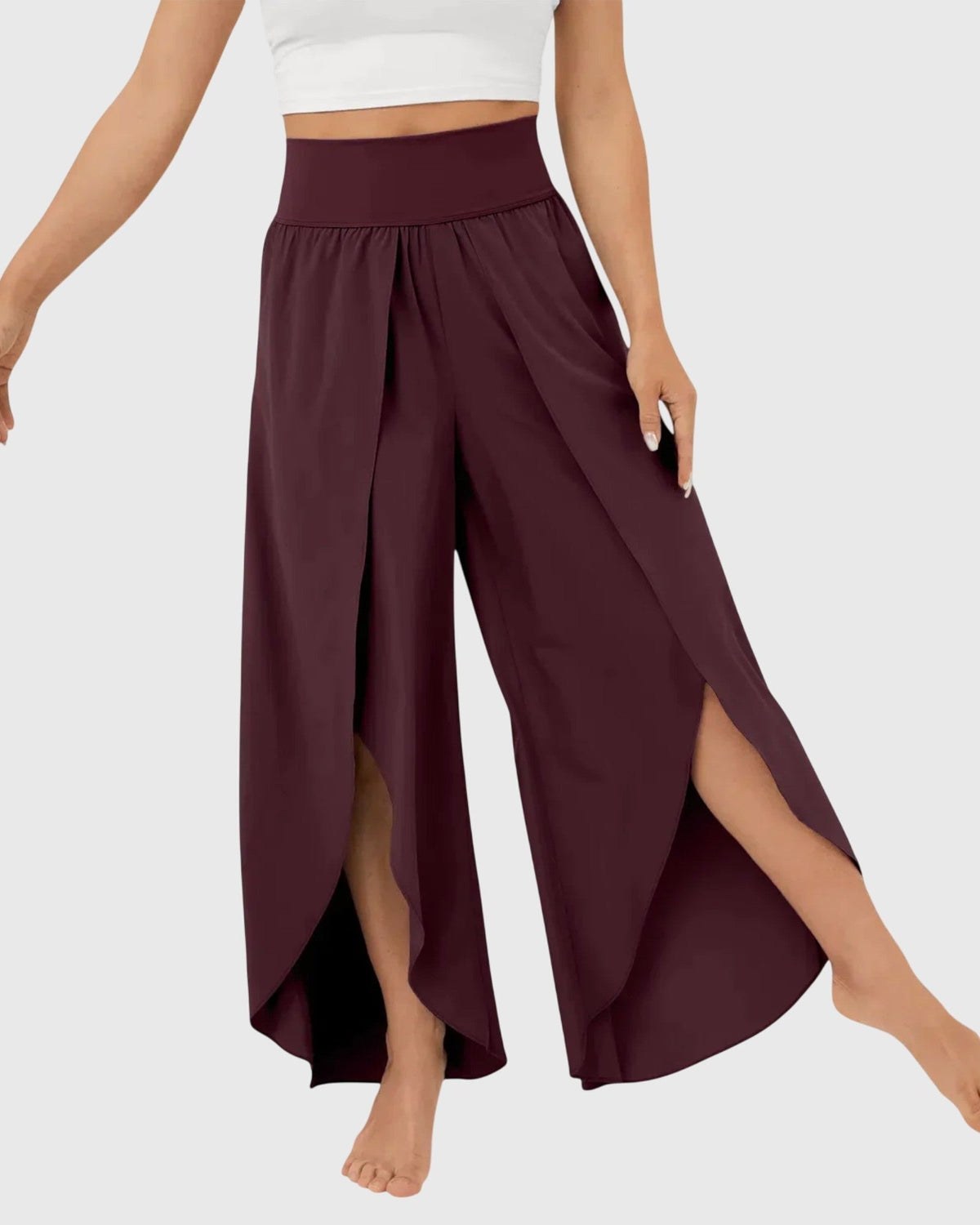 Rhian | Teal Split Wide-Leg Trousers