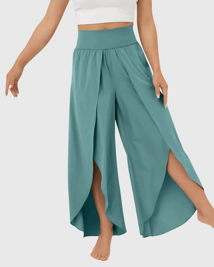 Rhian | Teal Split Wide-Leg Trousers