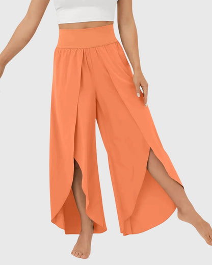 Rhian | Teal Split Wide-Leg Trousers