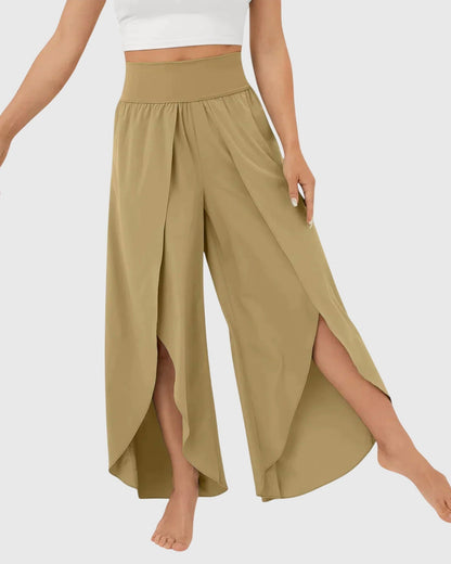 Rhian | Teal Split Wide-Leg Trousers