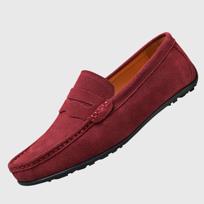 Ria | Burgundy Stitched Moccasins