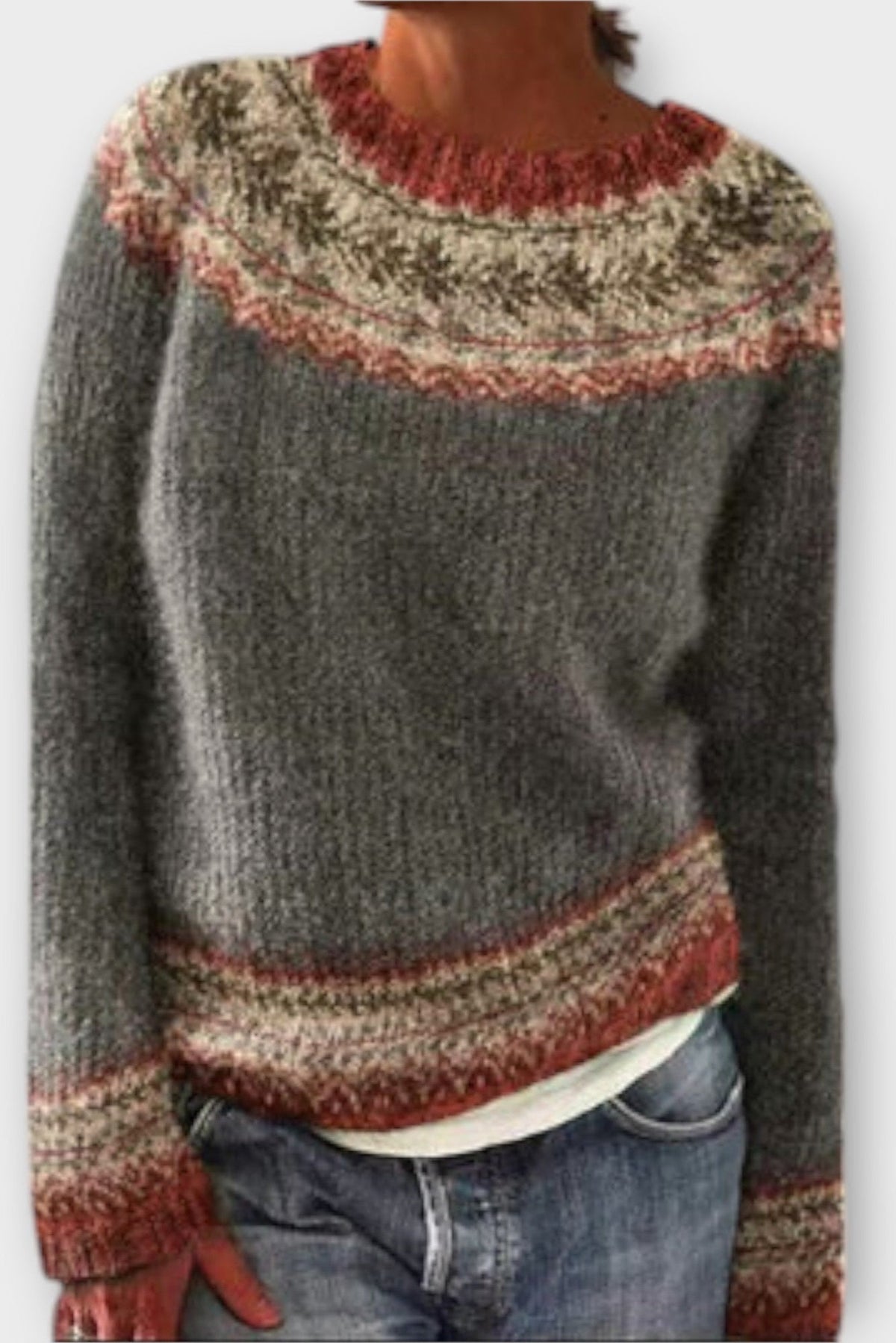 Rhian | Grey Fair Isle Jumper