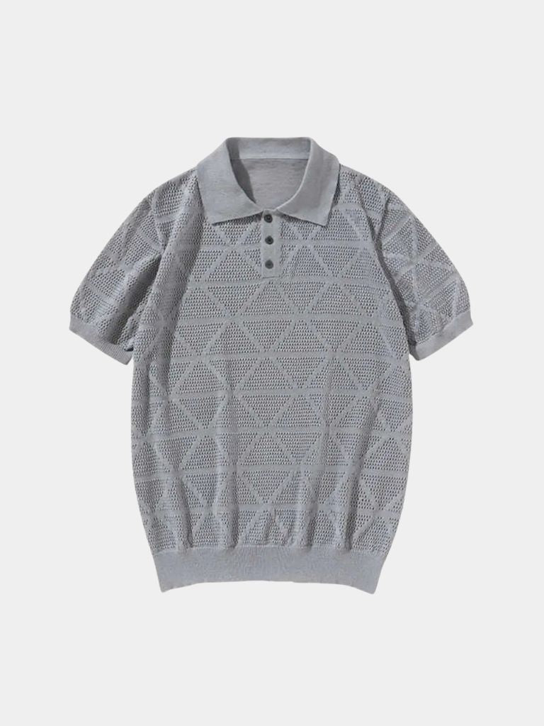 Ronald | Textured Geometric Polo Shirt