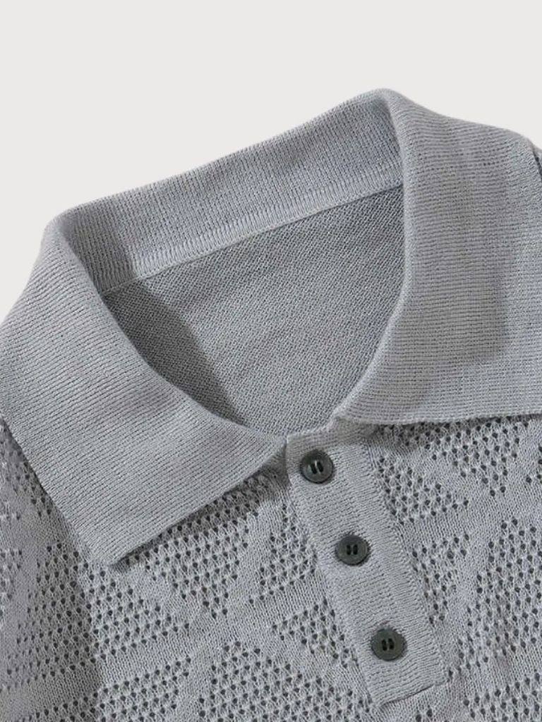 Ronald | Textured Geometric Polo Shirt