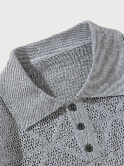 Ronald | Textured Geometric Polo Shirt