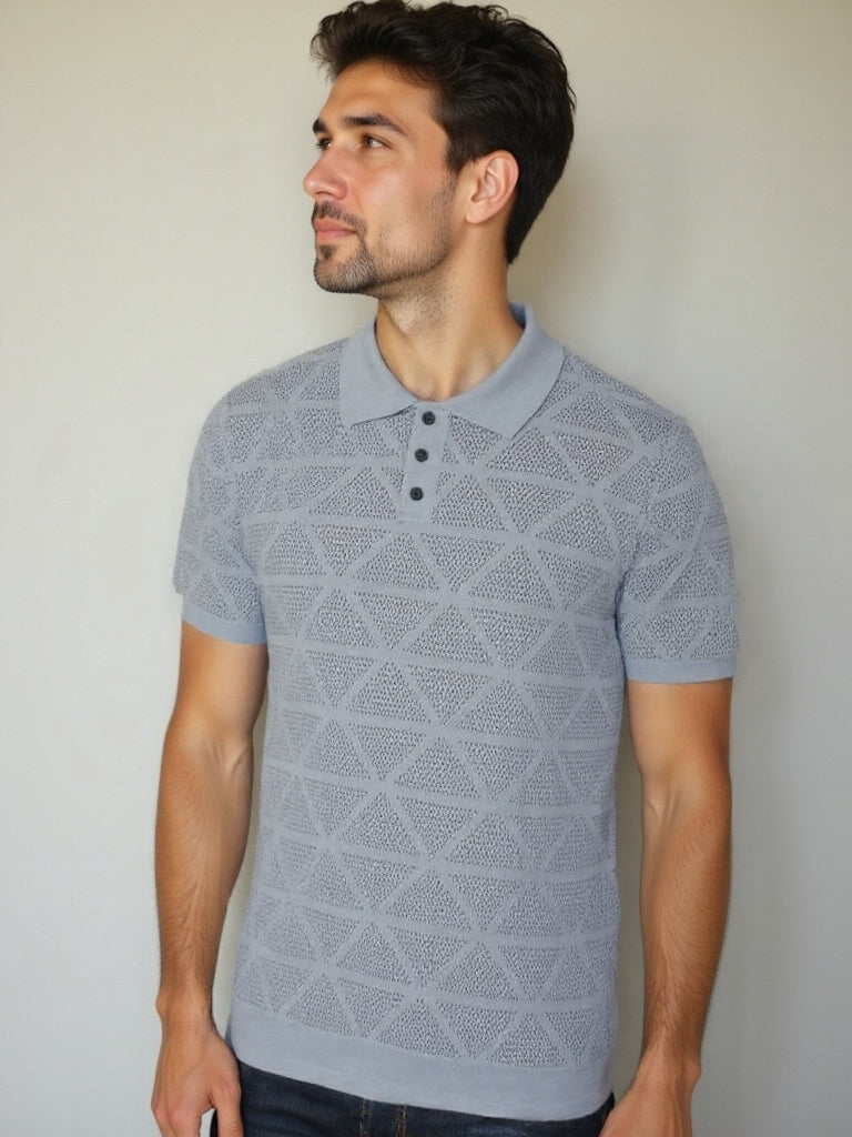 Ronald | Textured Geometric Polo Shirt