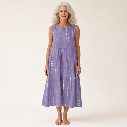 Faye | Lilac Textured Sleeveless Midi Dress