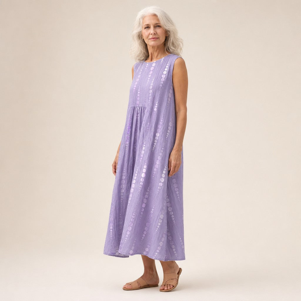 Faye | Lilac Textured Sleeveless Midi Dress