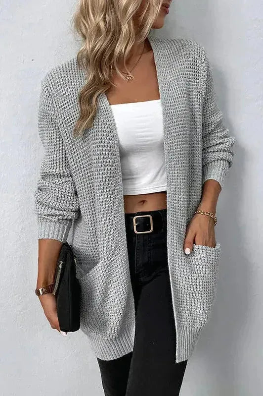 Rosie | Grey Longline Open Cardigan
