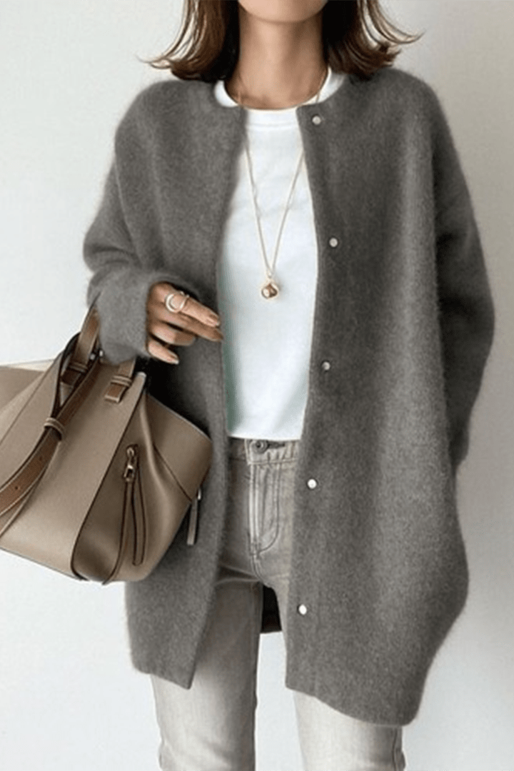 Rosie | Grey Open-Front Knit Cardigan