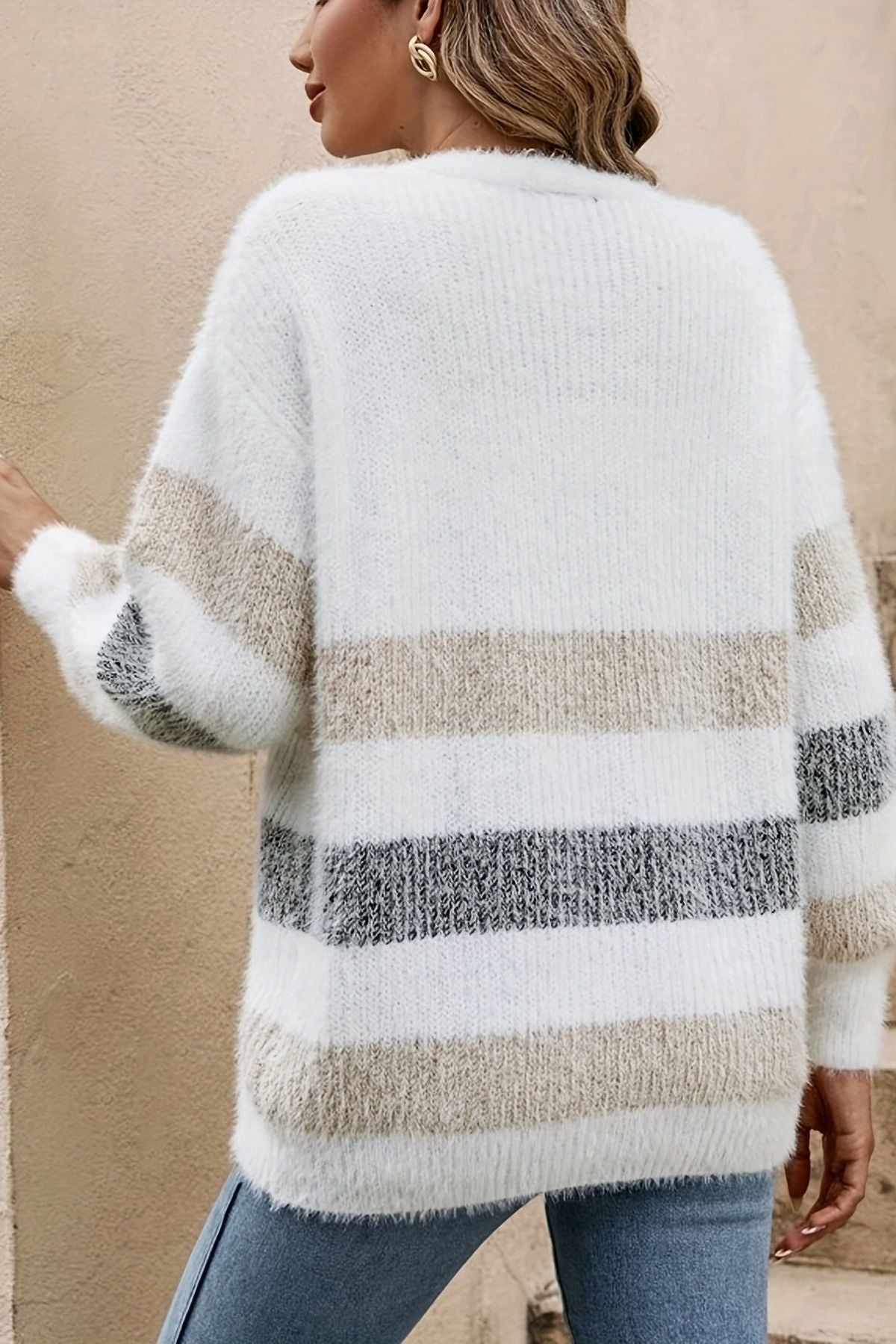 Rosie | Long Beige Soft-Knit Cardigan