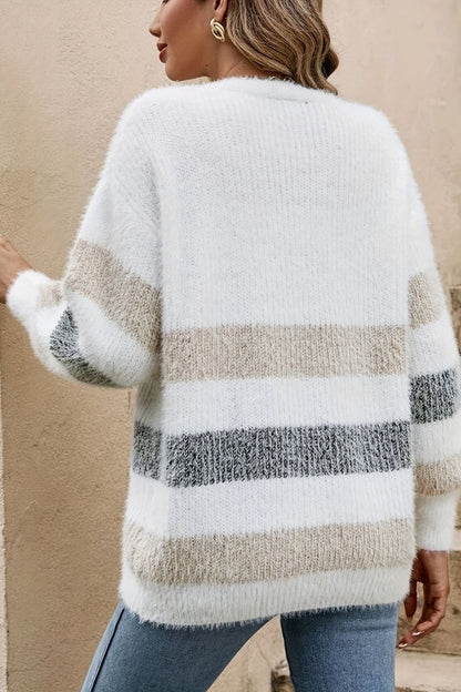 Rosie | Long Beige Soft-Knit Cardigan