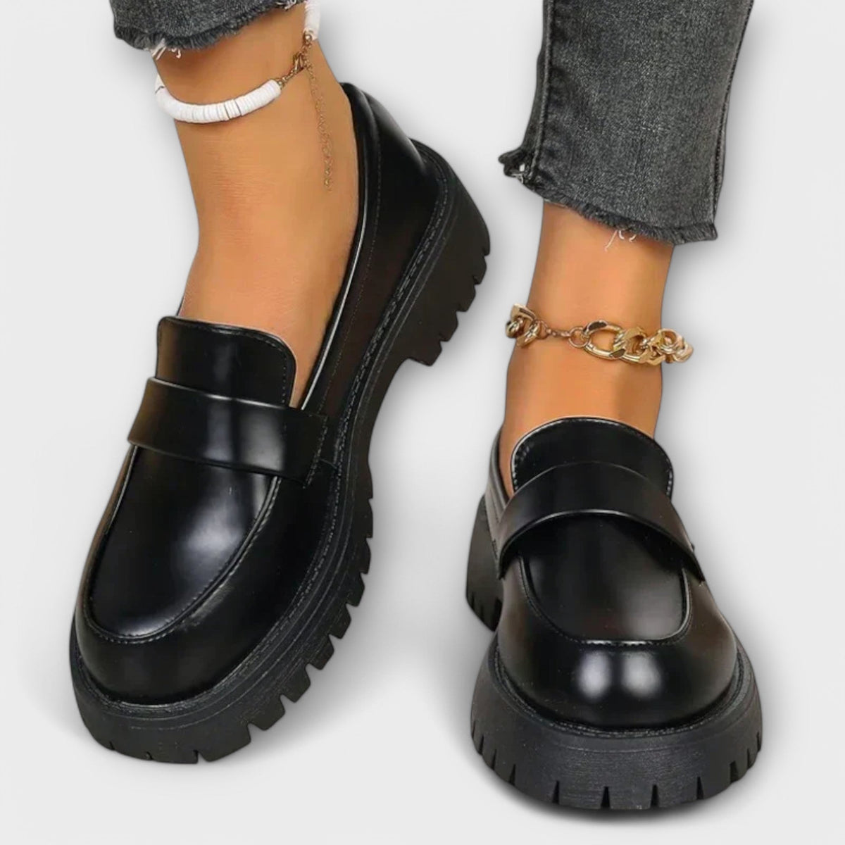 Rosanna | Black Chunky-Sole Loafers