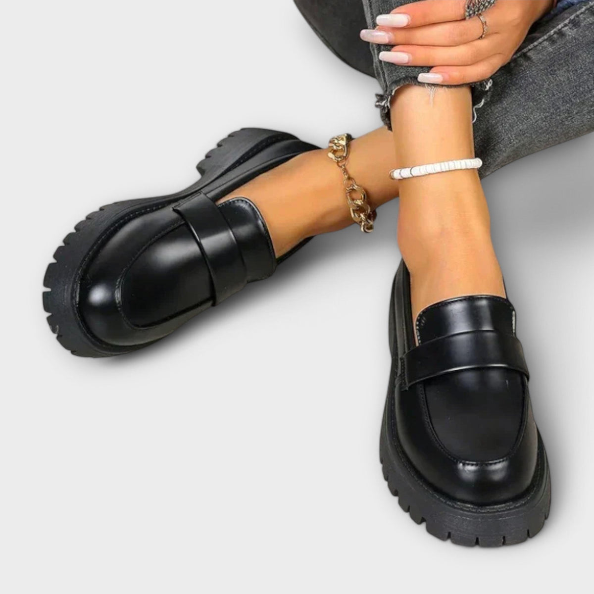Rosanna | Black Chunky-Sole Loafers