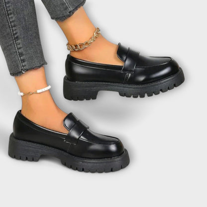 Rosanna | Black Chunky-Sole Loafers